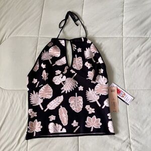 NWT Madden NYC Women's Juniors Backless Black and Tan Sweater Halter Top Size XL
